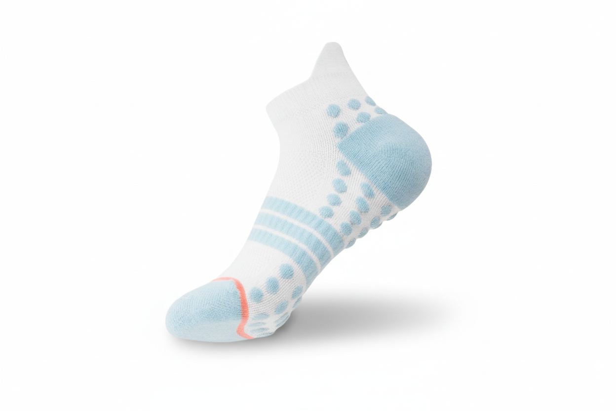 Women’s running socks with knitted grip knots for superior traction