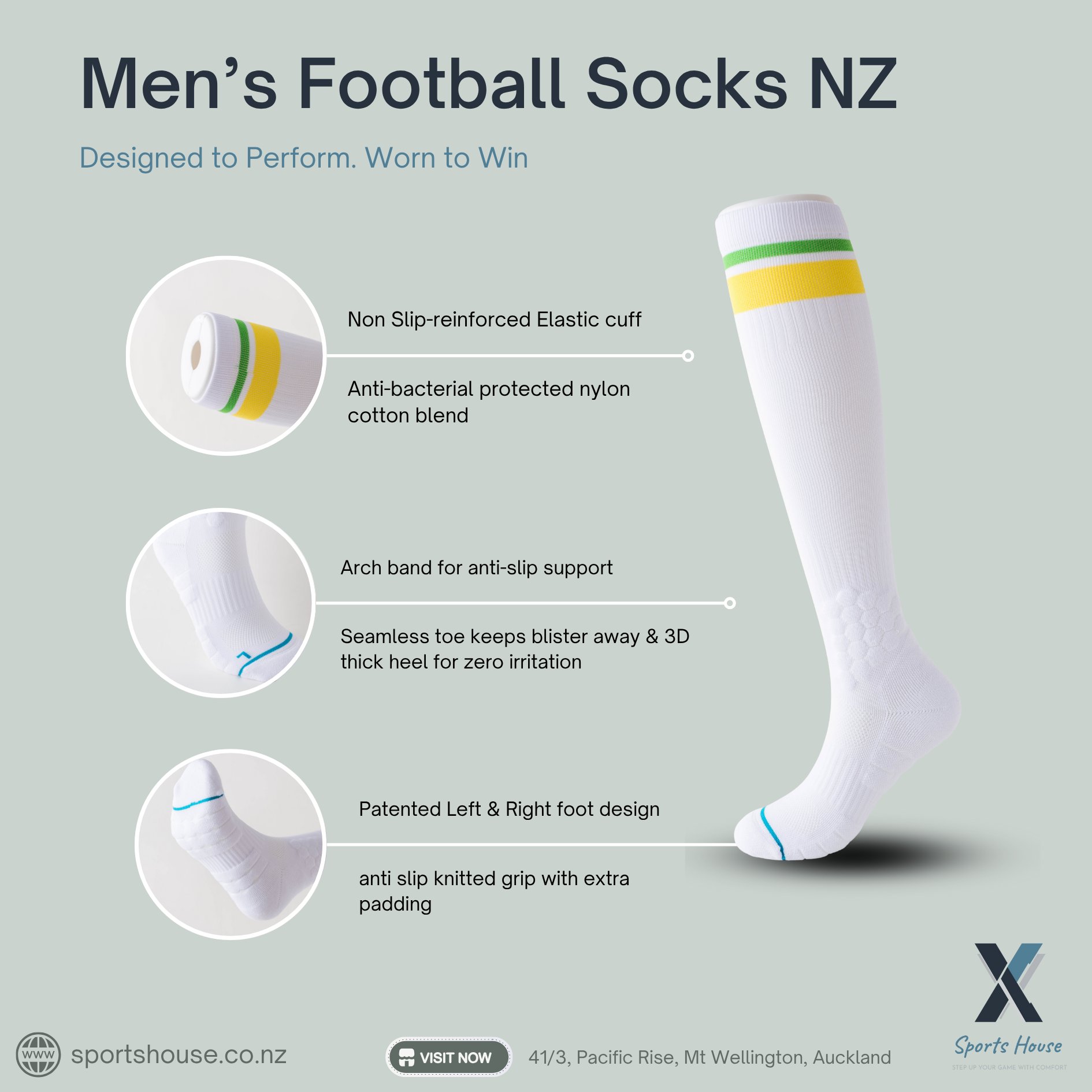 Men’s knee high football socks with compression and breathable fabric