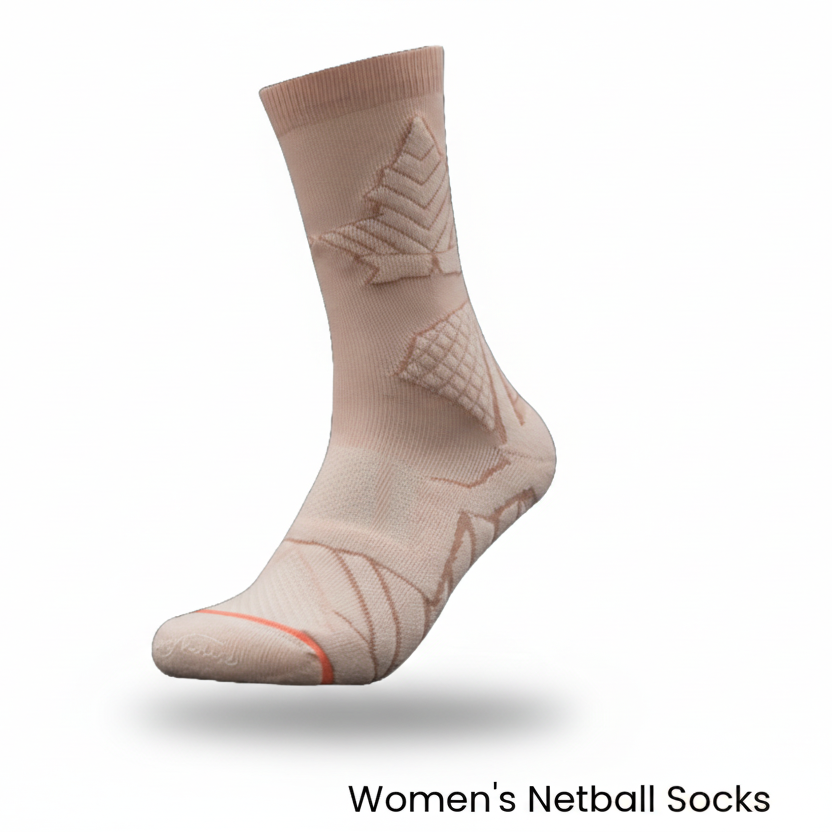 Netball socks with arch compression support for better foot stability