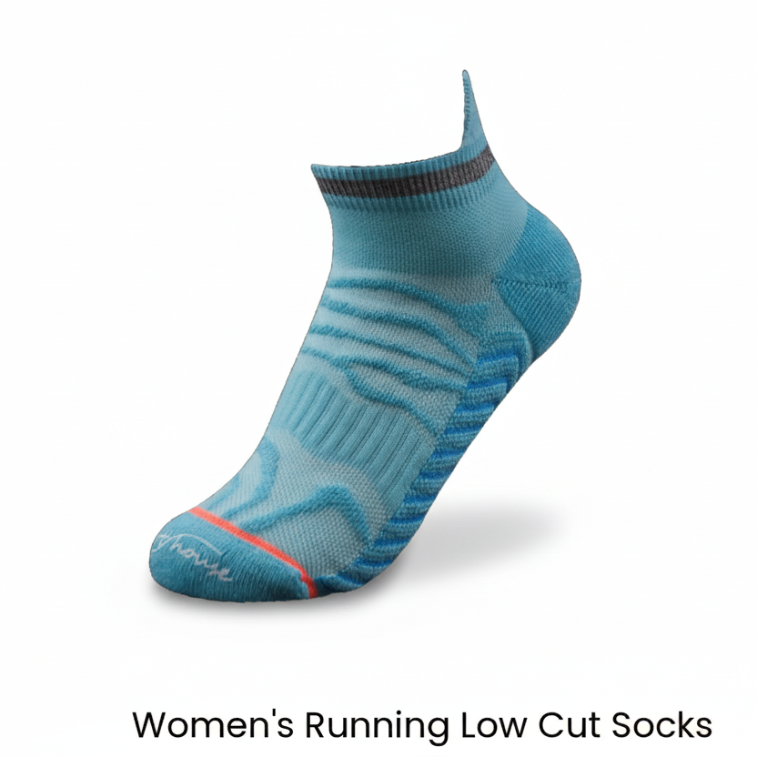 Performance low cut running socks with breathable mesh and arch support