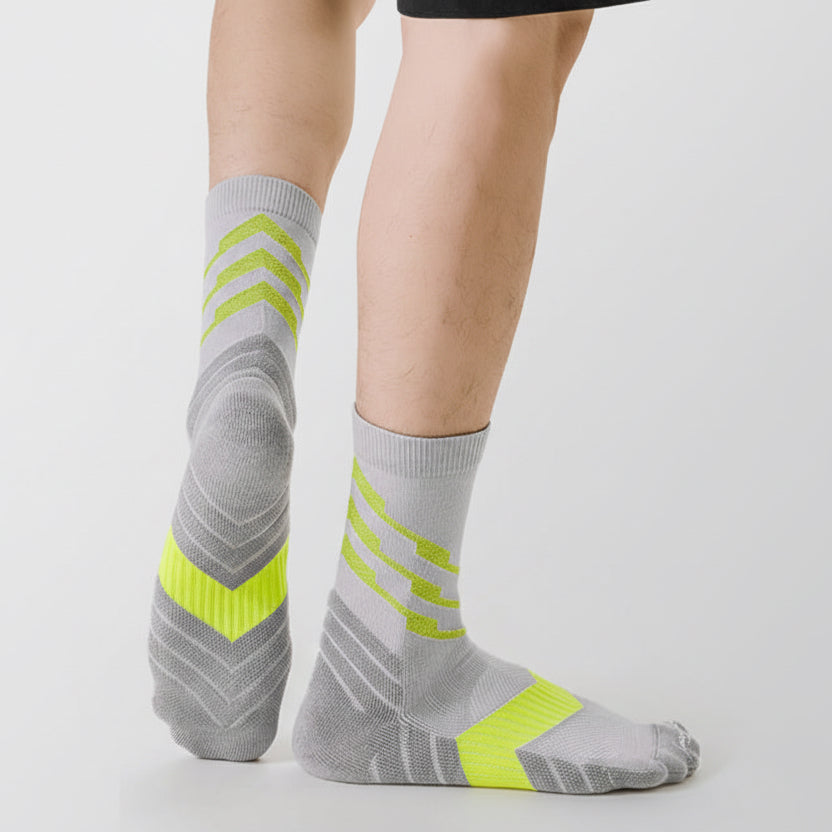 Men’s running socks with reflective strips for visibility during night or early morning runs