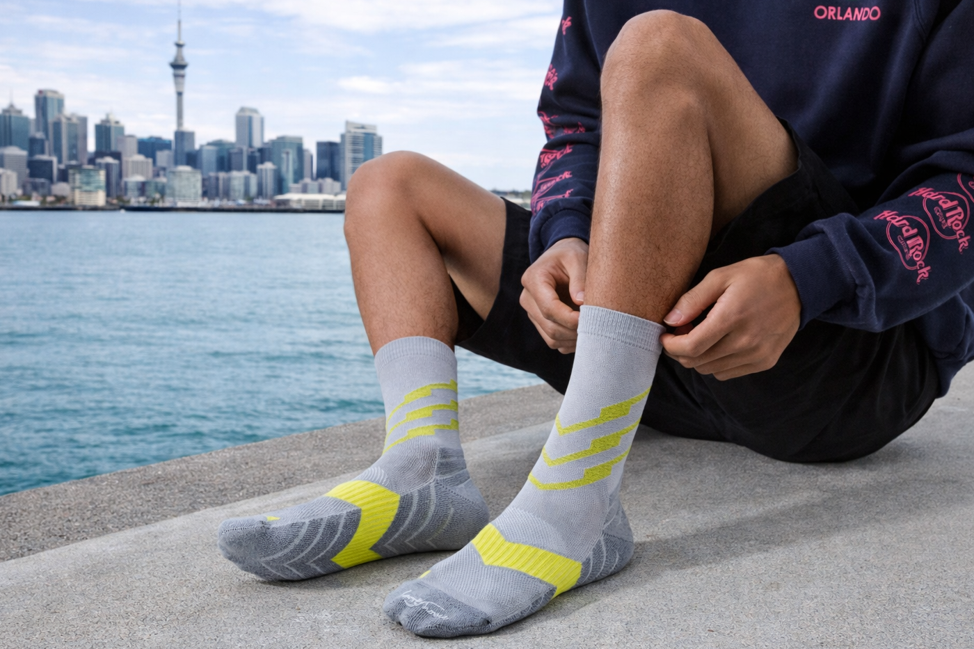 sports house NZ men crew running socks with anti slip grip performance