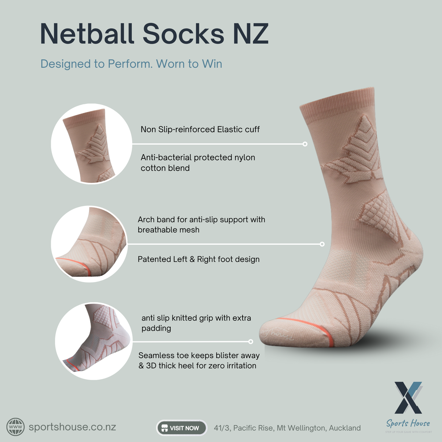SportsHouse NZ premium netball socks designed for comfort and performance